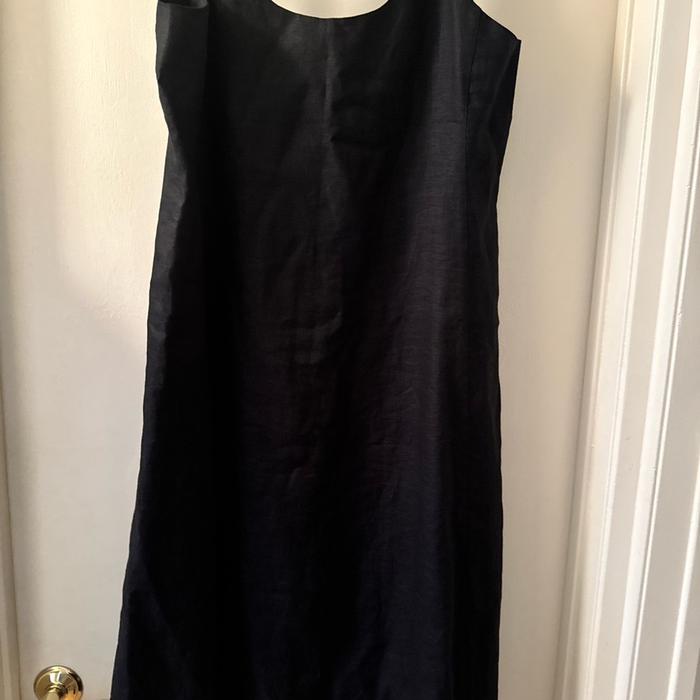 EILEEN FISHER 100% IRISH LINEN Double Layer Lagenlook Dress M black sleeveless - Picture 4 of 7